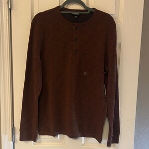 Express Dark Brown Long Sleeve Henley NWT